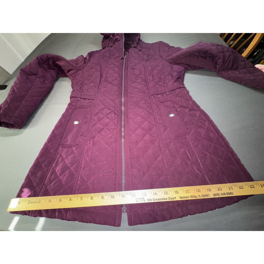 Liz Claiborne Women’s Purple Hooded Quilted Mid-Length Jacket Zip/Snap M - Picture 9 of 11
